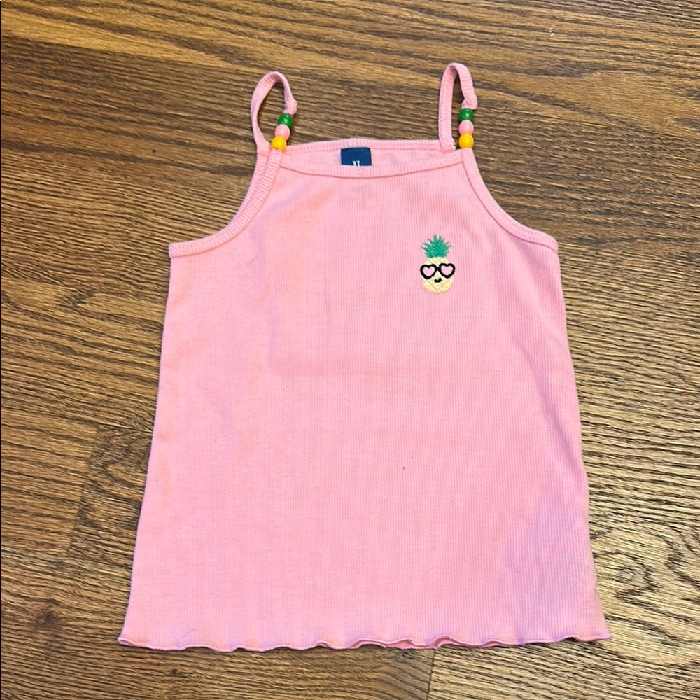 GUC Old Navy Pink Tank with Pineapple Embroidery; 3T